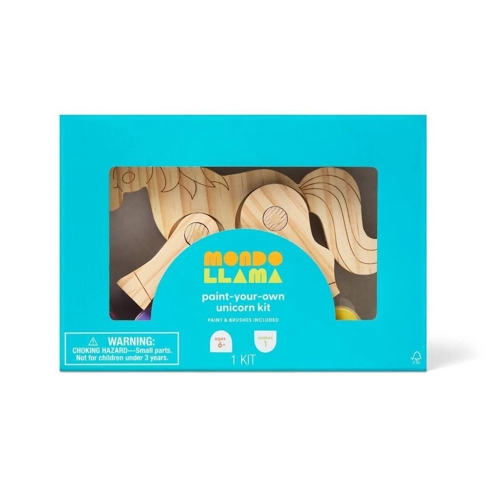 Mondo Llama Wooden Unicorn Painting Craft Kit Art Set with Moving Legs